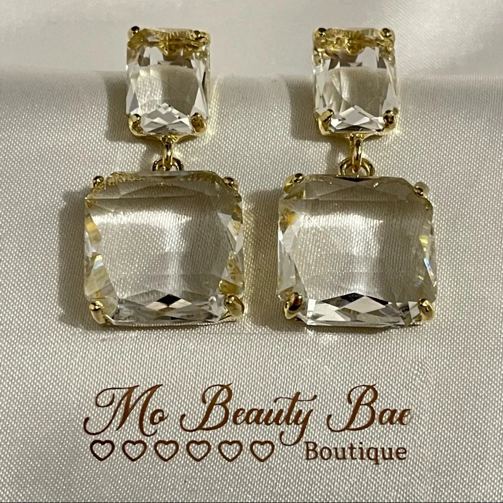 Crystal Clear Drop Earrings - Picture 3 of 5